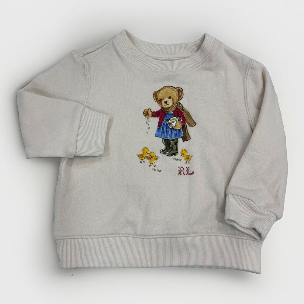 Polo Ralph Lauren Baby Girl Sweater 18 Months Big Bear Crewneck Neutral